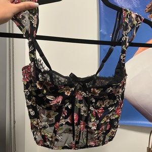 Victoria secret black embroidered bustier top